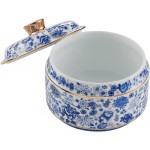 Flowery Candy Jar Decorative Ceramic Lidded Jar Storage Jar with Lid Decorative Jar 54oz1600ml Blue and white - BIZWNVPXW