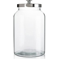 Gorgeous Home Glass Jar with Metal Lid Decorative Candy Jar Large Apothecary Jar Wide Mouth Storage Jar for Pantry Kitchen Bathroom Glass4L - BD3N0YZJ5