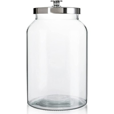 Gorgeous Home Glass Jar with Metal Lid Decorative Candy Jar Large Apothecary Jar Wide Mouth Storage Jar for Pantry Kitchen Bathroom Glass4L - BD3N0YZJ5