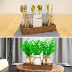 Hooqict Lights Mason Jar Centerpiece Decorative Wood Tray with Artificial Eucalyptus Remote Control LED Fairy Lights Rustic Country Farmhouse Home Decor for Herb Plants Coffee Table Dining Room Living Room Bedroom Kitchen - BVD93A5MV