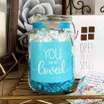 KindNotes Glass Keepsake Gift Jar with Positive Thoughts Fresh Cut Floral You are Loved Design - BMR4U5YAF