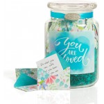 KindNotes Glass Keepsake Gift Jar with Positive Thoughts Fresh Cut Floral You are Loved Design - BMR4U5YAF
