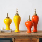 KORANGE Ginger Jar Ceramic Jar Decorative Jar Temple Jar Porcelain Jar Vases Home Decor Color : Orange Size : Height 33 cm 13 inches - B79L2JOK3