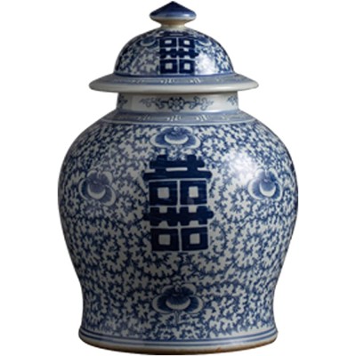 KORANGE Ginger Jars Blue and White Ceramic Jar Porcelain Vase with Lid Temple Jar Ginger Jar Vase Decorative Jars Floral Pattern - B7KHDKPDT
