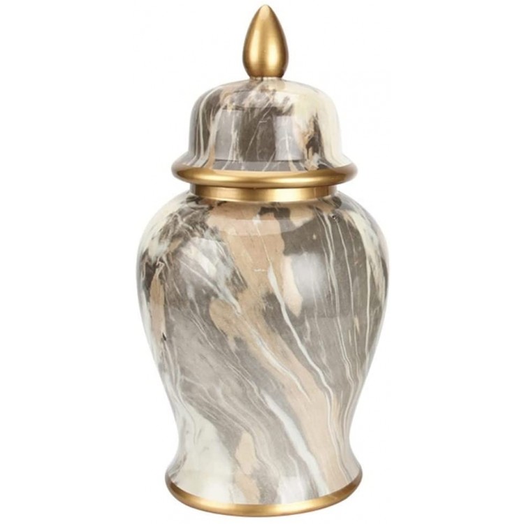 long teng Modern Ceramic Ginger Jar with Lid Large Porcelain Temple Jar Gold Decoration Vase Handmade Tall Decorative Jar for Home Wedding Table Centerpiece Size : Large - BNH7G6PSW
