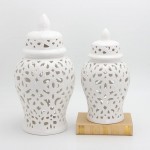 long teng Porcelain Ginger Jar for Home Decor Decorative Jar Vase Ceramic Temple Jar with Lid Chinese Carved Lattice Vase Gift Jars from Jindezhen Color : White Size : Small - BDB82QN01