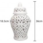 long teng Porcelain Ginger Jar for Home Decor Decorative Jar Vase Ceramic Temple Jar with Lid Chinese Carved Lattice Vase Gift Jars from Jindezhen Color : White Size : Small - BDB82QN01