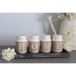 Mother's Day Gift Table Everyday Home Decor | Farmhouse Centerpiece Painted Mason Jars Set - B8FKJJKDQ