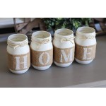 Mother's Day Gift Table Everyday Home Decor | Farmhouse Centerpiece Painted Mason Jars Set - B8FKJJKDQ