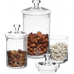 MyGift 3-Piece Clear Glass Apothecary Jar Set Decorative Kitchen and Bath Storage Canisters Wedding Centerpiece Jars Candy Buffet with Lids - B88TWCQ4L