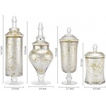 MyGift Decorative Silver Mercury Apothecary Jars with Lids Wedding and Holiday Centerpiece Candy Buffet Containers 4 Piece Set - BYLDNB6OH
