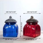 Retro Glass Decorative Jars Elegant Glass Jars With Baroque Lid Livejun Storage Containers Canisters for Wedding Party Kitchen Jewelry Boxes Blue and Red Candy Jars 2Pcs 21.9 oz - BF9WFW7WB