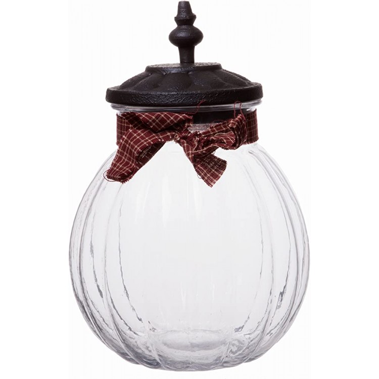 Round Clear Vintage Lidded Glass Candy Jar Decorative Centerpiece Storage Container Solution Large 9-inch - BBKKB6QPA