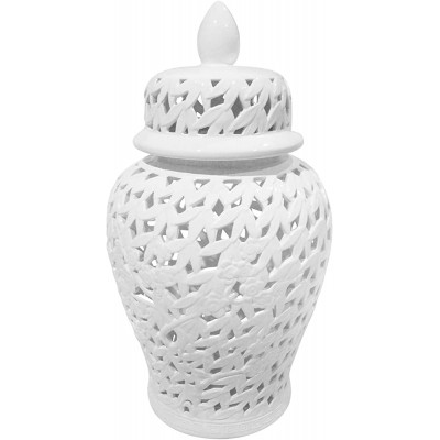 Sagebrook Home White Pierced Ceramic Temple JAR 13.75x13.75x24 - BZATPQ0G8