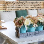 SDLYSW Mason Jar Centerpiece Decorative Wood Tray with 3 Painted Jars Artificial Flowers Rustic Country Farmhouse Home Decor for Herb Plants Coffee Table Dining Room Living Room Kitchen Blue - BWF2KAPIW
