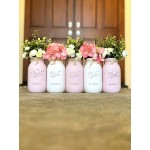 Set of 3 5 or 5 Your Choice Pint or Quart Size Rustic Farmhouse Style Hand Painted and Distressed Mason Jar Bathroom Accessories Set Your Choice of Jar Colors Silk Flowers Optional - BYJ8TXD8Q