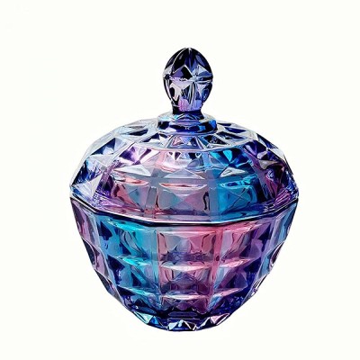 SOCOSY Embossed Colorful Glass Candy Jar Storage Jar Glass Sugar Bowl with Lid Storage Jar Decoration Jar Jewelry Box Home Decoration - BKJ1E4X2Q