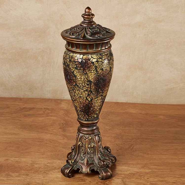 Touch of Class Kyara Mosaic Decorative Covered Jar with Footed Base Bronze 4.5 sq.x14 H - BCC371CDW