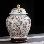 VintageCeramic with Lid Decorative Vases Handmade Ceramic Jar Ginger Jars for Home Decor Ginger Jar Temple Jar Porcelain Artwork - B2TIZ3P2V