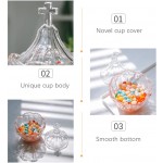 WAYUTO Clear Glass Apothecary Jar with Cross Top Handle Crystal Candy Cookie Dish with Lid Decorative Weddings Buffet Display Storage Jar Coin Penny Jar Trinket Jewelry Necklace Holder Gift - BYO8B1Z7U
