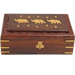Ajuny Wooden Jewellery Keepsake Storage Box With Hand Carved Floral Design And Brass Inlay On Lid Decorative Gifts - BG34FITI1