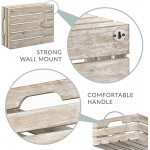 Barnyard Designs Rustic Wood Nesting Crates with Handles Decorative Farmhouse Wooden Storage Container Boxes Set of 3 16” x 12.5” Whitewashed - BNYR7GUC1