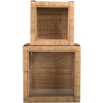 Creative Co-Op Cane and Rattan Glass Lid Set of 2 Display Boxes Natural - B3QAD34WD