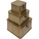 Creative Co-Op Square Decorative Metal Boxes with Gold Finish Set of 3 Sizes - B4ULDT8P7