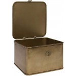 Creative Co-Op Square Decorative Metal Boxes with Gold Finish Set of 3 Sizes - B4ULDT8P7