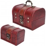 Cryfokt 2pcs Wooden Treasure Chest Box Antique Vintage Wooden Decorative Box with Lid Handcrafted Jewelry Storage Box for Home Office Room Decoration - BU84TY05O