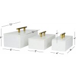 Deco 79 Glam Marble Box Stash Box Storage Box Decorative Boxes with Lids Stash Boxes S 3 12 10 8W White - BWHKLFH7Q