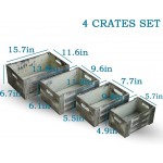 Decorative Wooden Crates,Set of 4 Rectangle Storage Boxes Nesting Storage Crates with Handles,Crates for Storage,Wooden Storage Bins Grey - BKC1HI4X2