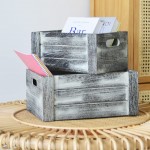Decorative Wooden Crates,Set of 4 Rectangle Storage Boxes Nesting Storage Crates with Handles,Crates for Storage,Wooden Storage Bins Grey - B8AJHX3LR
