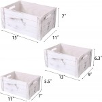 Farmhouse Antique White Wooden Crates For Storage,Rustic Decorative Boxes,Set Of 3 Extra Large Nesting Wooden Storage Crates For Home Decor,Handmade Natural Solid Wood Box Wooden Storage Boxes For Milk,Toys,Towel,Wine,etc. 15 x 11 x 7inches Rustic White -