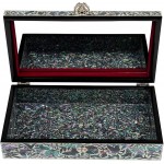 February Mountain Mother of Pearl Large Butterfly Decorative Box Handmade Storage Keepsake boxes with lids Treausre chest wooden crate Gift ideas for Women who have everything Dark - B76I6IFZG