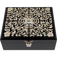 February Mountain Mother of Pearl Large Wooden Keepsake Box with Hinged Lid Handcrafted Decorative Boxes with Lids for Home Decor - B1KD6K7R8