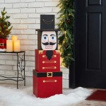 glitzhome 36 H Wooden Block Nutcracker Porch Decor Wooden Decorative Nesting Block Set Porch Sign 3 Nesting Boxes with Lids for Christmas Holiday Decorations - BPPSIZGZD