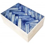 Handmade Jewelry Storage Keepsake Decorative Box With Bone Inlay Chevron Mosaic Pattern - BGFI9RIJI