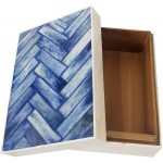 Handmade Jewelry Storage Keepsake Decorative Box With Bone Inlay Chevron Mosaic Pattern - BGFI9RIJI