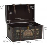 Household Essentials 9243-1 Large Vintage Decorative Home Storage Trunk Luggage Style Brown - BD3ZPP3GW