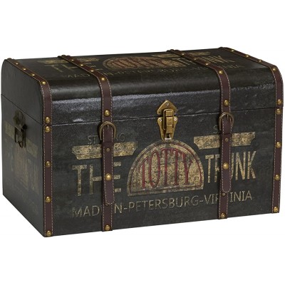 Household Essentials 9243-1 Large Vintage Decorative Home Storage Trunk Luggage Style  Brown - BD3ZPP3GW