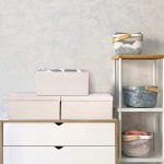 Large Storage Bins with Lids Vailando Decorative Storage Boxes Fabric Cotton Linen Collapsible Basket for Bedroom Closet Shelves Office Nursery Beige 2 Pack - BUYQ5W15J