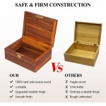 Large Wooden Box with Hinged Lid Solid Acacia Wood Storage Box with Lock Natural Wood Grain Smooth Finish Keepsake Boxes Easy to Store Toys,Keepsakes,Perfect for Home,Office Decorative Box - BVN9ZX22J