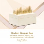 Leather Cream Home Accent Storage Box Decorative Accessory or Utility Box Stylish Home Decor Modern Design 12 x 8 x 9 - BZ1C5A6P1