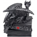 Mythical Guardian Dragon Trinket Box Statue with Hidden Book Storage Compartment for Decorative Gothic & Medieval Décor and Figurines As Jewelry Boxes or Fantasy Gifts for Office Study-Library - BUAVNBLGD