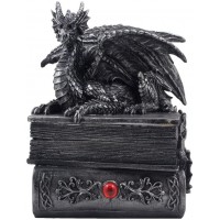 Mythical Guardian Dragon Trinket Box Statue with Hidden Book Storage Compartment for Decorative Gothic & Medieval Décor and Figurines As Jewelry Boxes or Fantasy Gifts for Office Study-Library - BUAVNBLGD