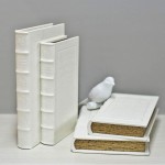 NC Decorative Books with White Faux Leather woodon Book Box for Decoration Display Cafe Hotel Home Bookshelf use Fashion Storage Box Set of 2: C105 L+S - BME5IRNN7