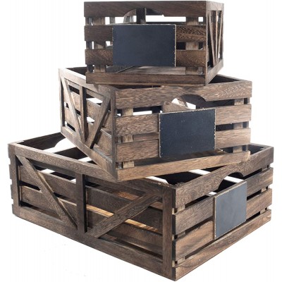 Premium Home Wooden Crates: Home Décor wood crates for display wooden boxes for crafts decorative wooden crate Wood box storage crate wooden basket centerpieces for Home Rustic bathroom décor - B9BZ72WJ9