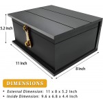 Prodigen Antique Style Wood Storage Box with Lid Large Wooden Box with Hinged Lid Keepsake Box with Metal Latch Decorative box for Home or Office-Black - BQ9MP01G6