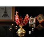 QIFU Hand Painted Enameled Faberge Egg Style Decorative Hinged Jewelry Trinket Box Unique Gift For Home Decor - BT3OTSQCG